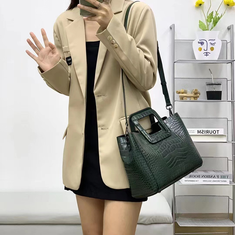 Top Handle Bag Crocodile Pattern Women Handbags LH3490_4 Colors