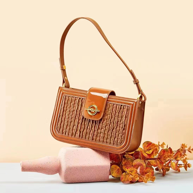 Ruching Leather Shoulder Bag Womens Purse LH3543_4 Colors
