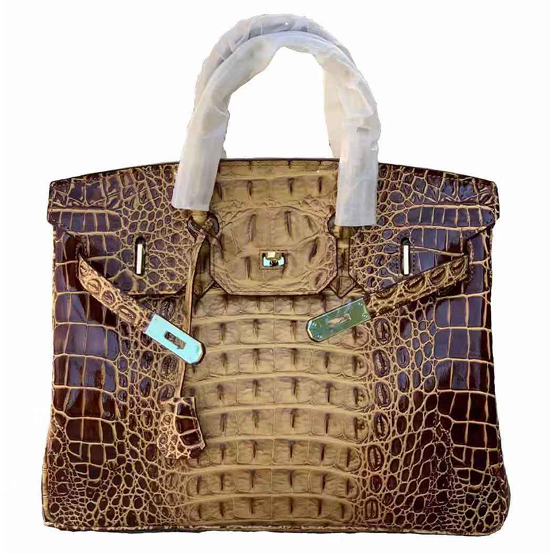 Crocodile Embossed Leather Tote LH1633L_4Colors