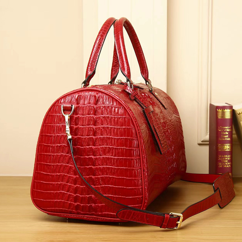 Crocodile Pattern Real Leather Tote Duffel Bag LH3424