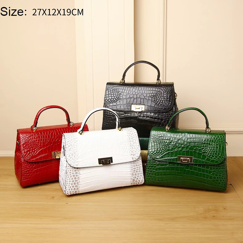 Luxury Crocodile Pattern Real Leather Tote Bag LH3435_4 Colors